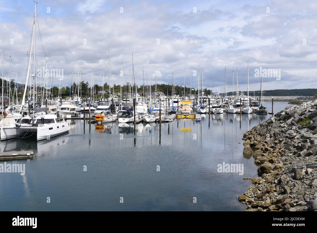 Una vista del porto turistico a Sidney, British Columbia sull'isola di Vancouver, Canada. Foto Stock