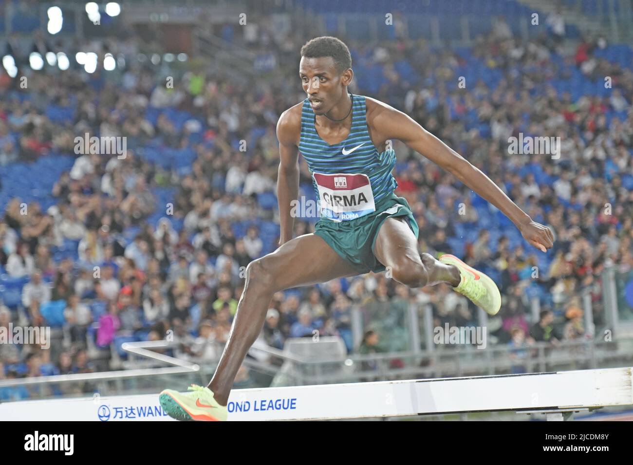 Lamecha Girma (ETH) vince la rieplechase alle 7:59,23 durante il 42° Gala d'Oro Pietro Menena in una Wanda Diamond League Meeting allo Stadio Olimpico, venerdì 11 giugno 2022, a Roma. (Jiro Mochizuki/immagine dello sport) Foto Stock