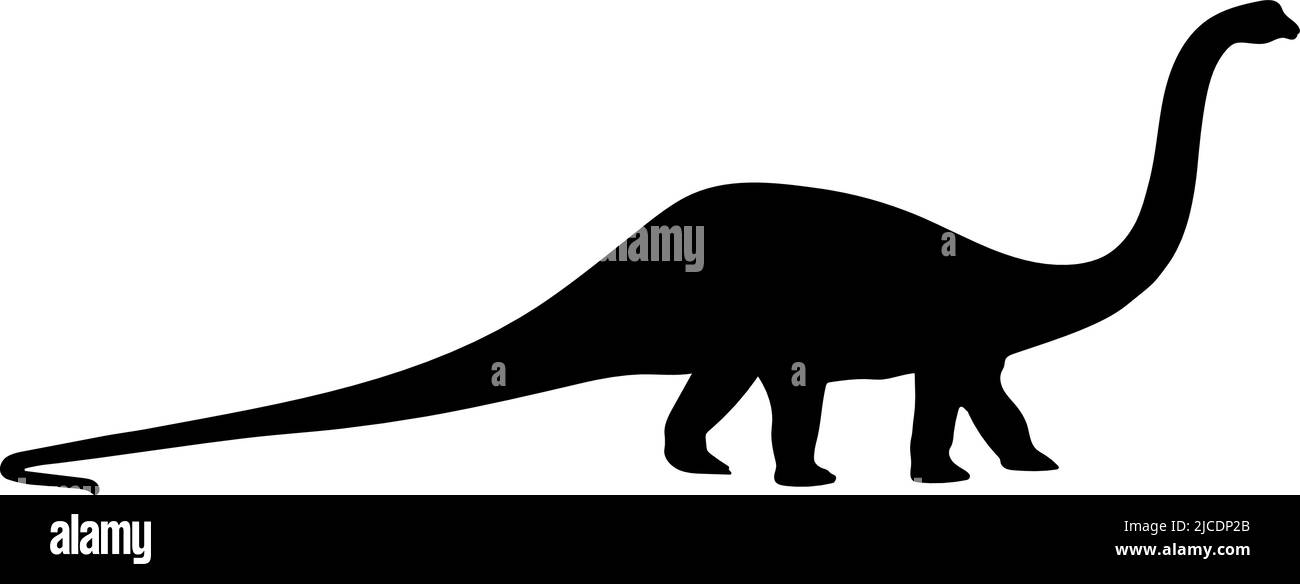 La silhouette di un dinosauro. Illustrazione vettoriale isolata su sfondo bianco. Dinosauri del periodo giurassico. Illustrazione Vettoriale