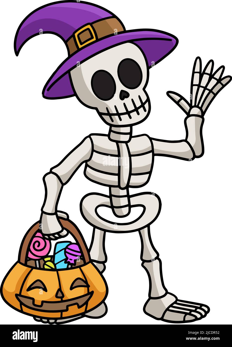 Scheletro Halloween cartoon colorato clipart Illustrazione Vettoriale