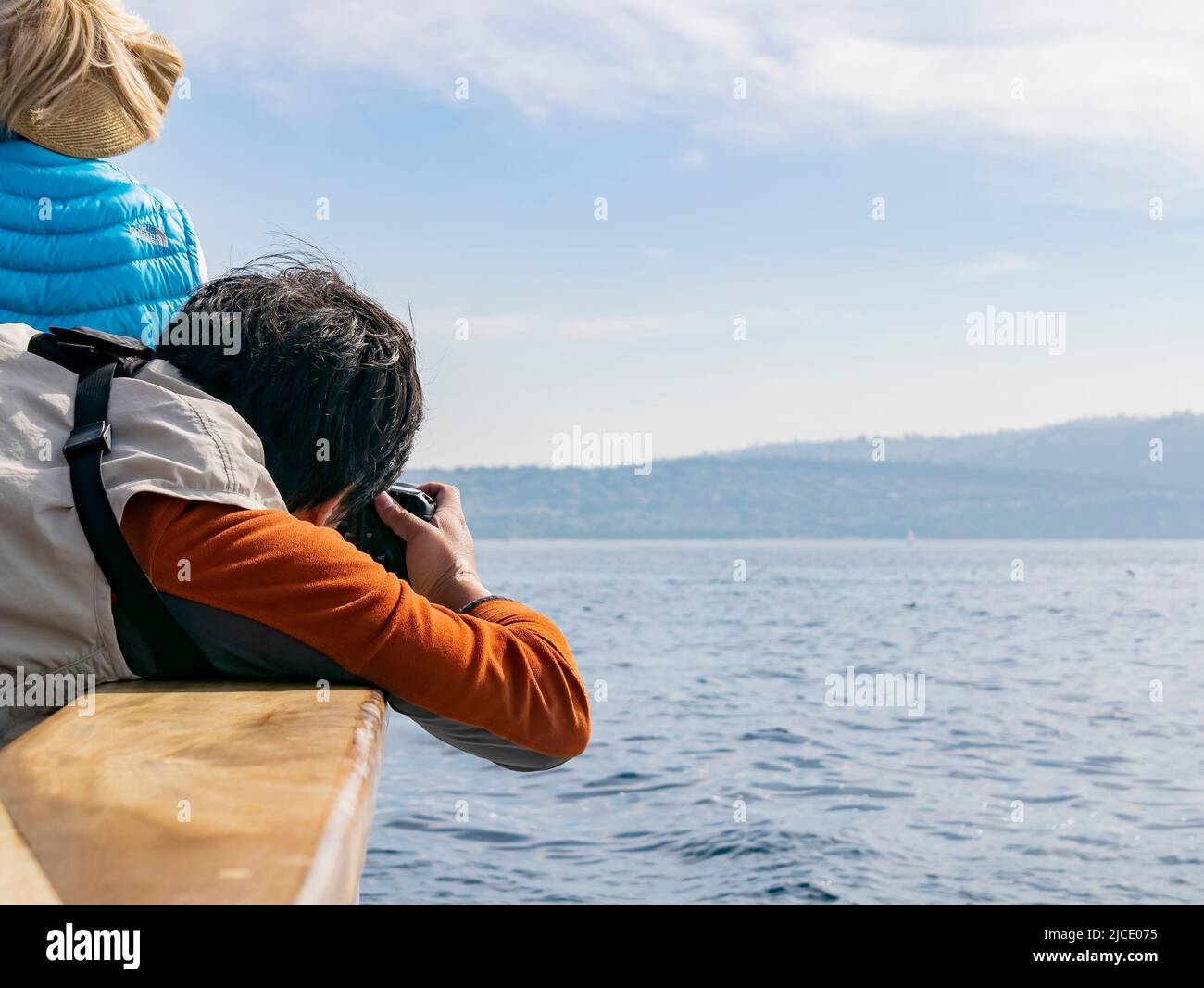 Fotografo che fotografa lo splendido paesaggio di Los Angeles, California Foto Stock