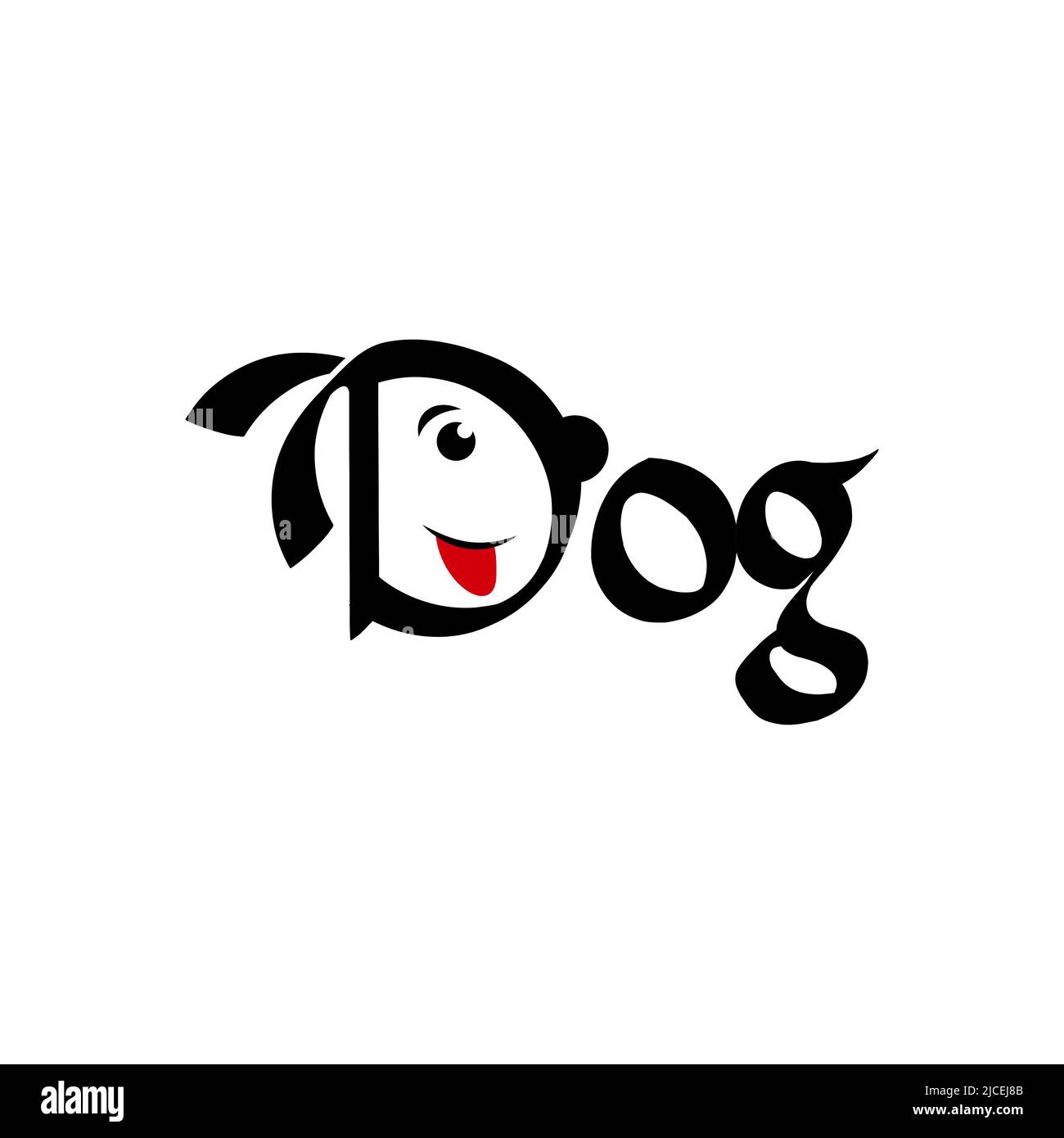 Logo della testa del cane ispirazione sul testo del cane. Illustrazione Vettoriale