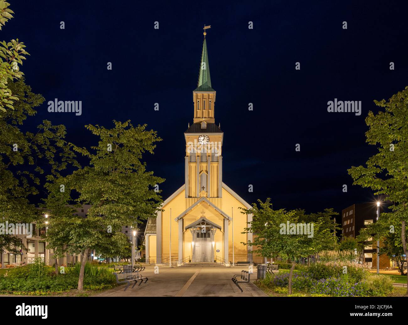 Norvegia, Troms og Finnmark, Tromsø domkirke (Cattedrale di Tromsø) Evangelical Lutheran Episcopal Church. Foto Stock