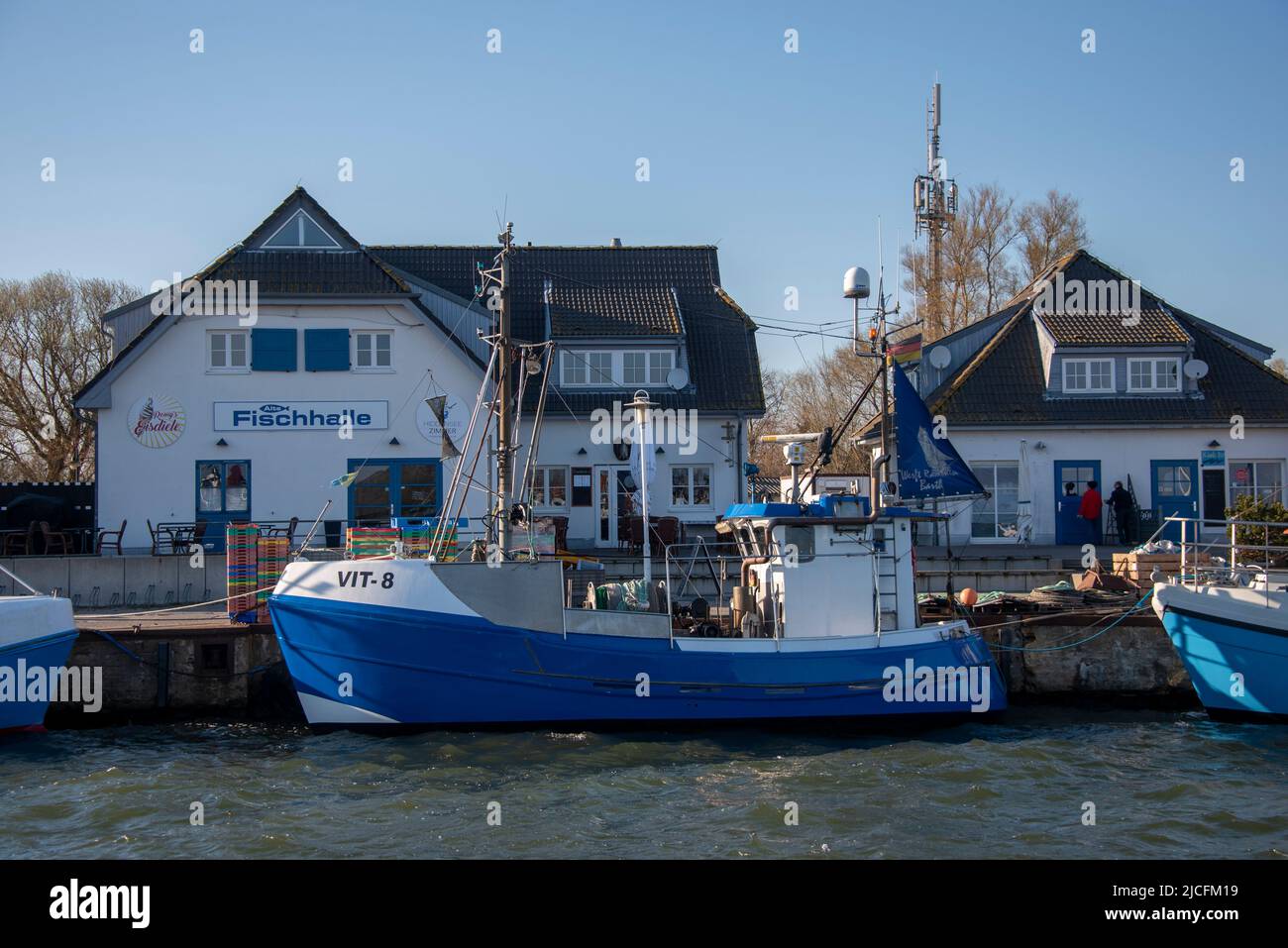 Barche da pesca, Vitte, Hiddensee Island, Meclemburgo-Pomerania occidentale, Germania Foto Stock