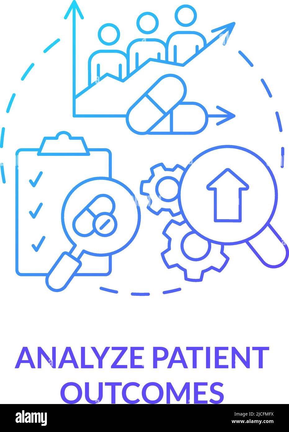 Analisi dei risultati del paziente - icona del concetto di gradiente blu Illustrazione Vettoriale