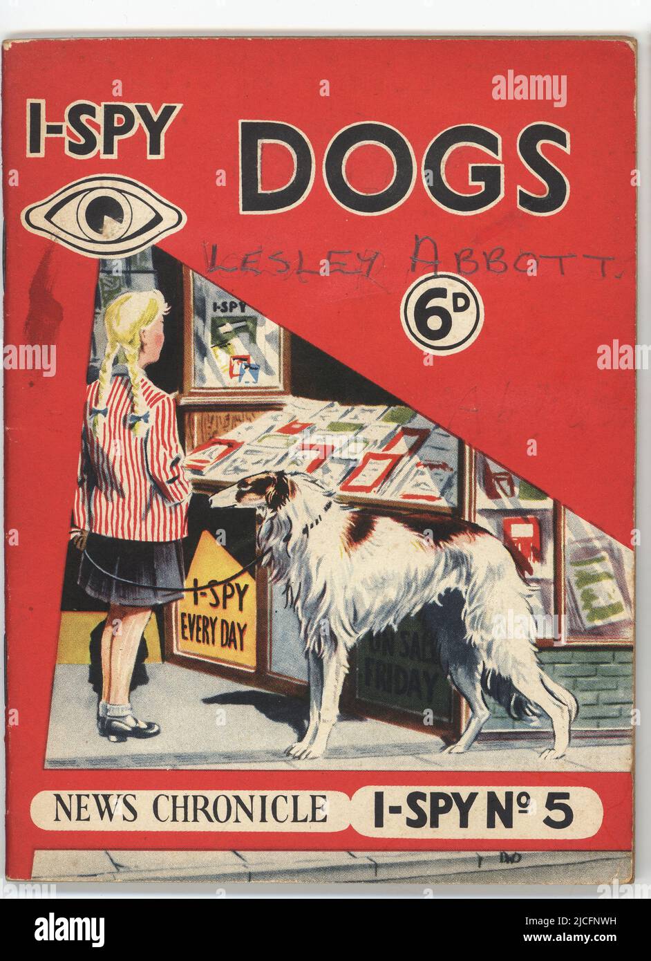Copertina colorata del libro i-Spy Dogs (i-Spy No 5, 1960-62), pubblicato da News Chronicle Newspaper, Londra, UK. Osservazione e recoding gioco per bambini. Foto Stock