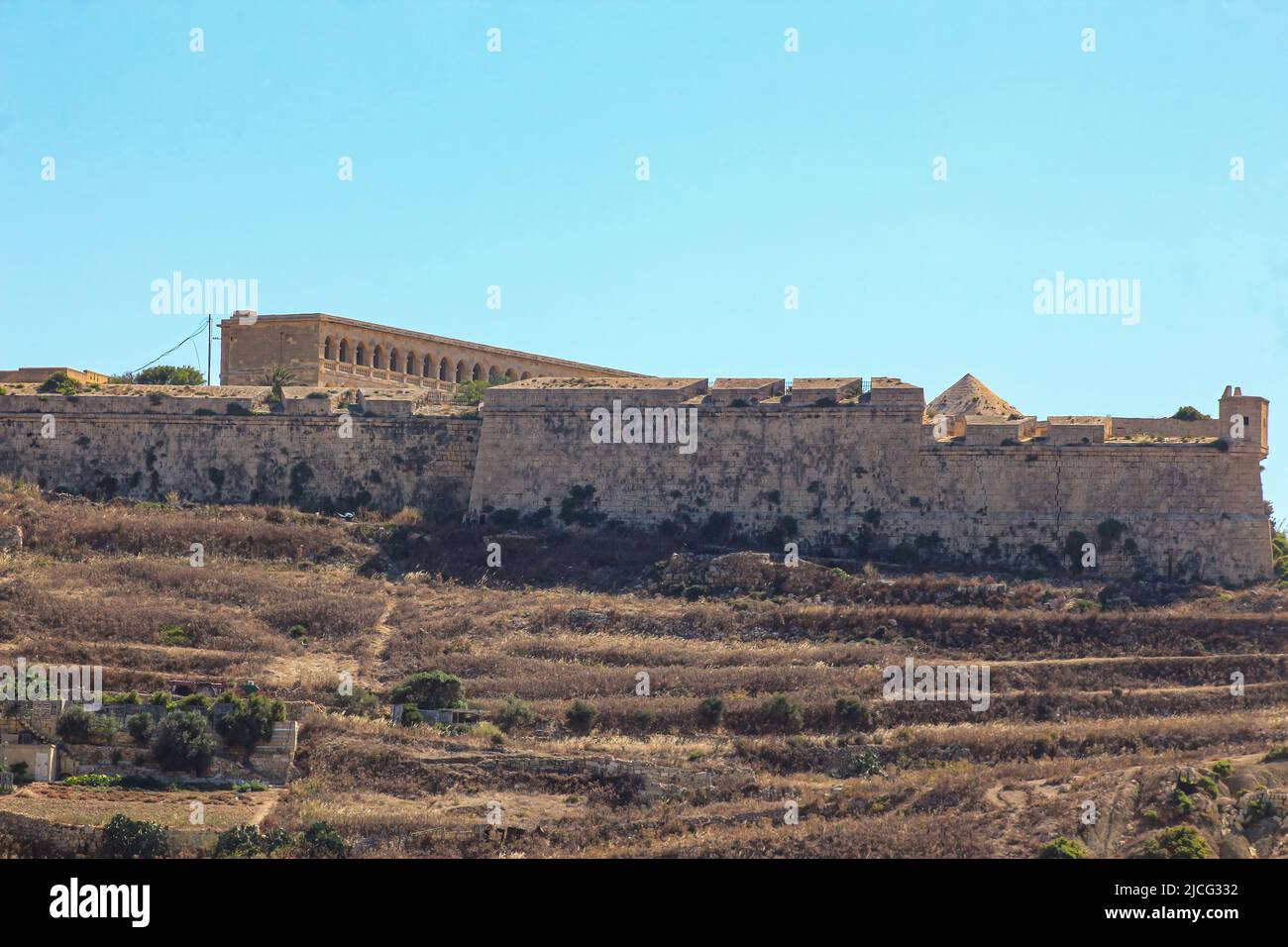 Forte Chambray sull'isola mediterranea di Gozo. Foto Stock