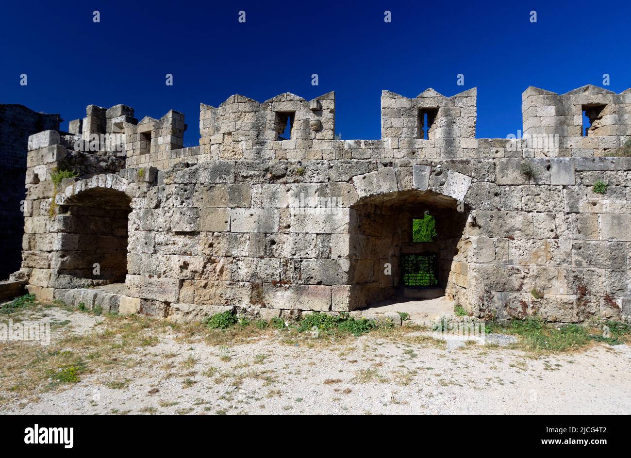 Esterno muro difensivo, Rodi Città Vecchia, RODI, DODECANNESO isole, Grecia. Foto Stock