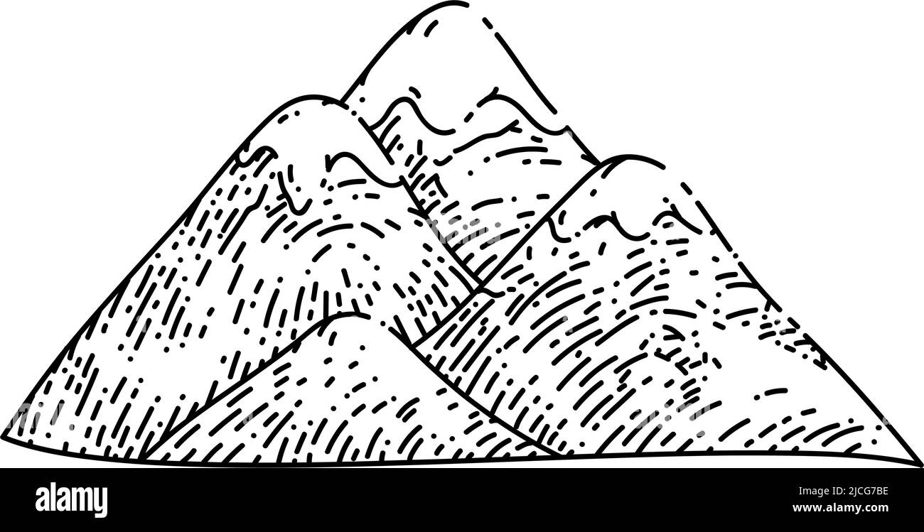 montagna verde schizzo vettore disegnato a mano Illustrazione Vettoriale