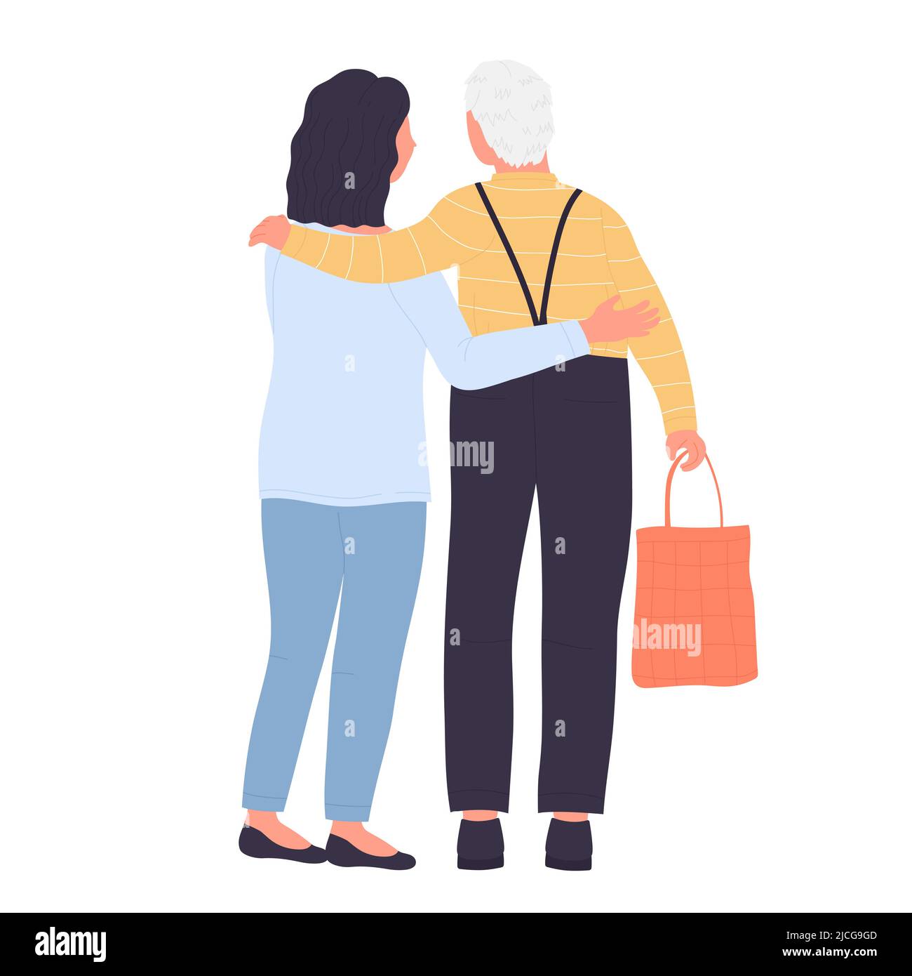 Servizi di assistenza domiciliare per anziani. Supportare e aiutare gli anziani pensionati illustrazione vettoriale Illustrazione Vettoriale