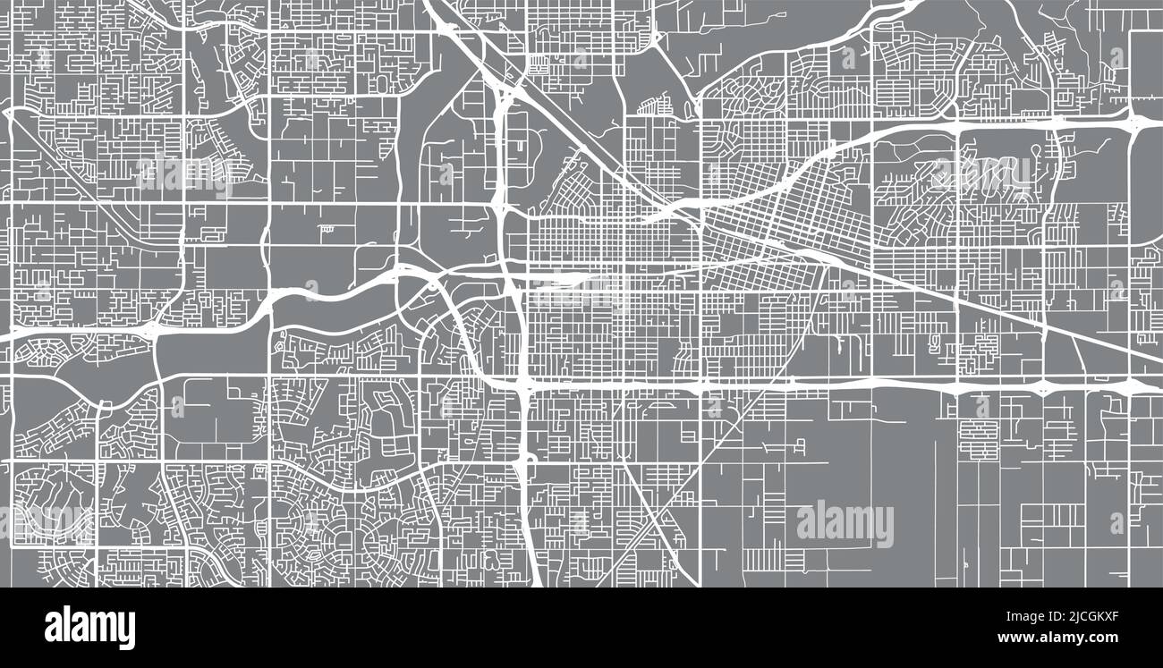 Mappa urbana vettoriale della città di Bakersfield, California , Stati Uniti d'America Illustrazione Vettoriale