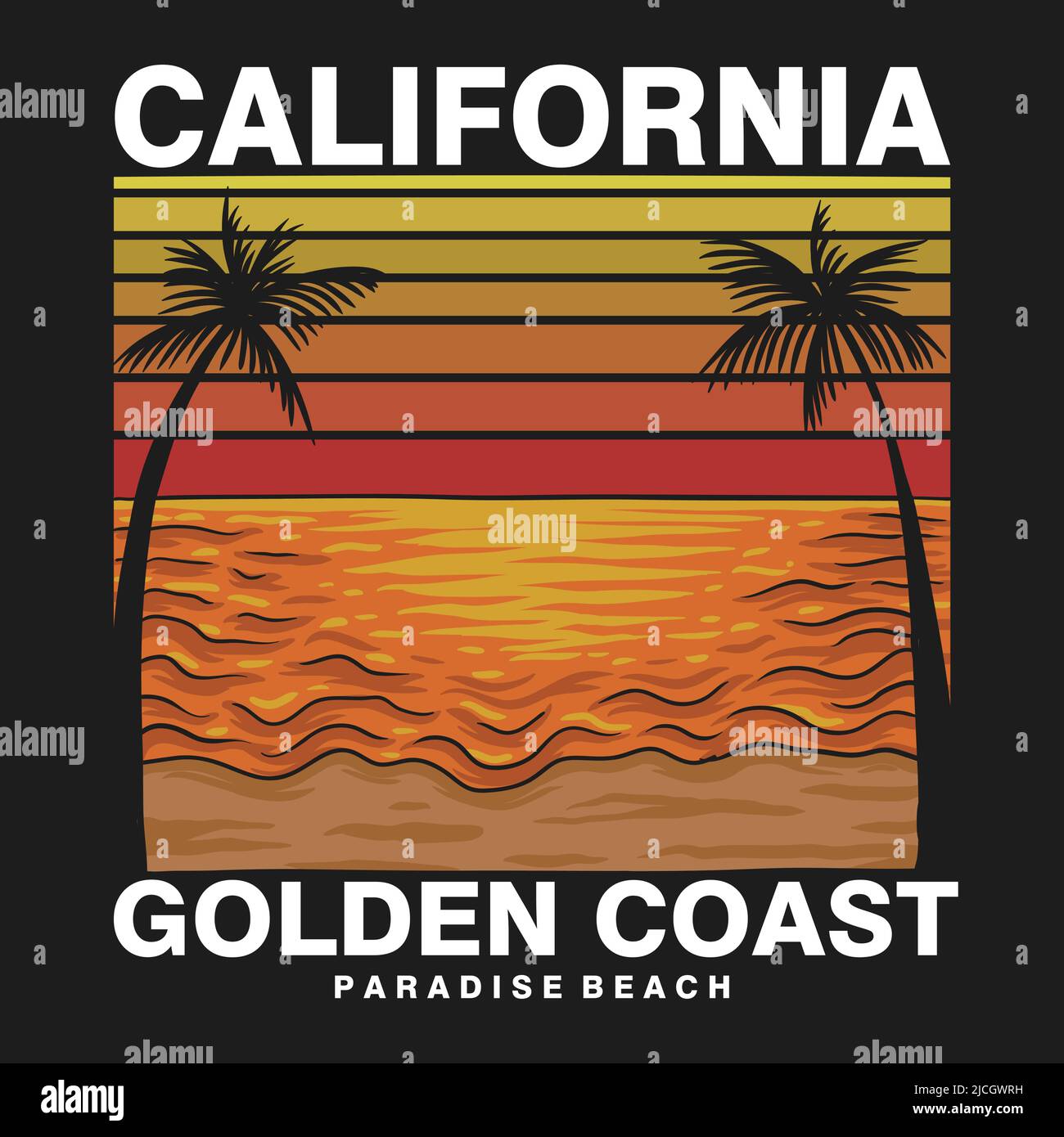 California spiaggia dorata costa retro illustrazione vettoriale Illustrazione Vettoriale