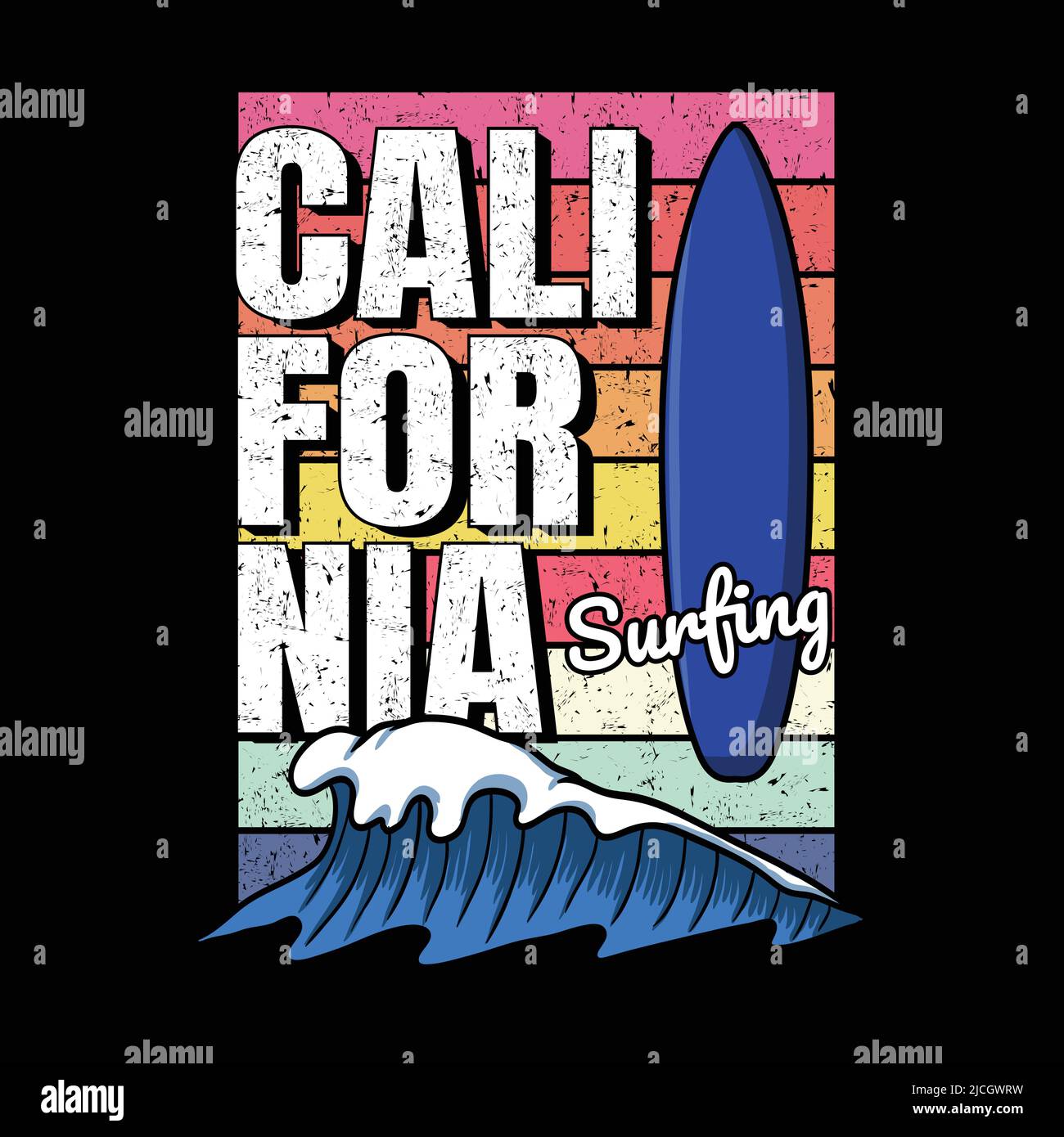 California Surfboard retro illustrazione vettoriale Illustrazione Vettoriale