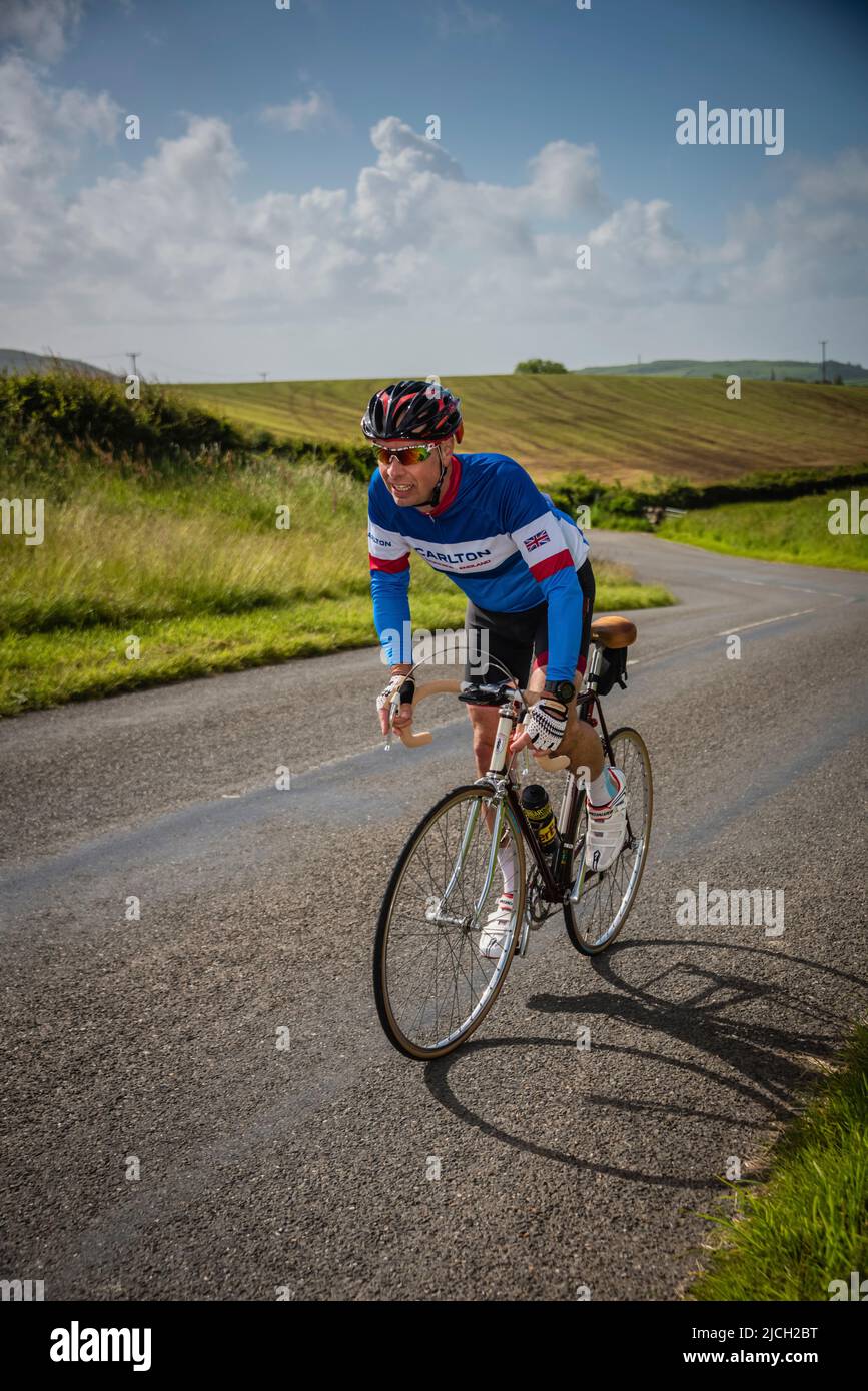 Evento ciclistico d'epoca Veloretro, Ulverston, Cumbria, Regno Unito. Foto Stock