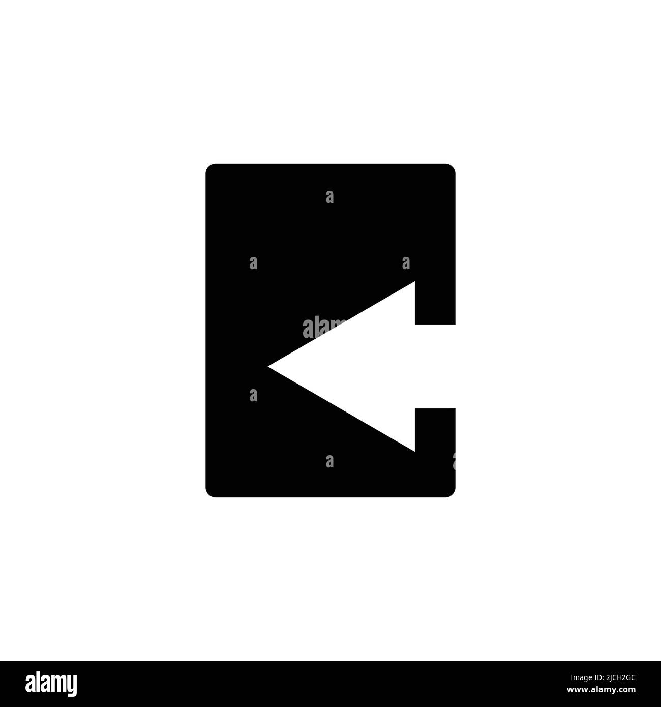 Freccia sinistra vettore icona con rettangolo. Adatto per Chiudi icona, ui-ux, web, sito web, avvio, pixel perfetto. Stile icona solido, glifo. Design semplice i Illustrazione Vettoriale