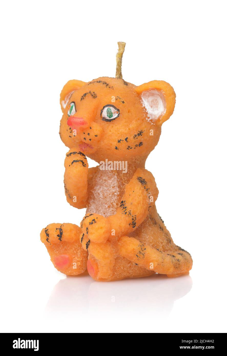 Tiger candela di natale decorativo fatto a mano isolato su bianco Foto Stock Tiger candela di natale decorativo fatto a mano isolato su bianco Foto Stock