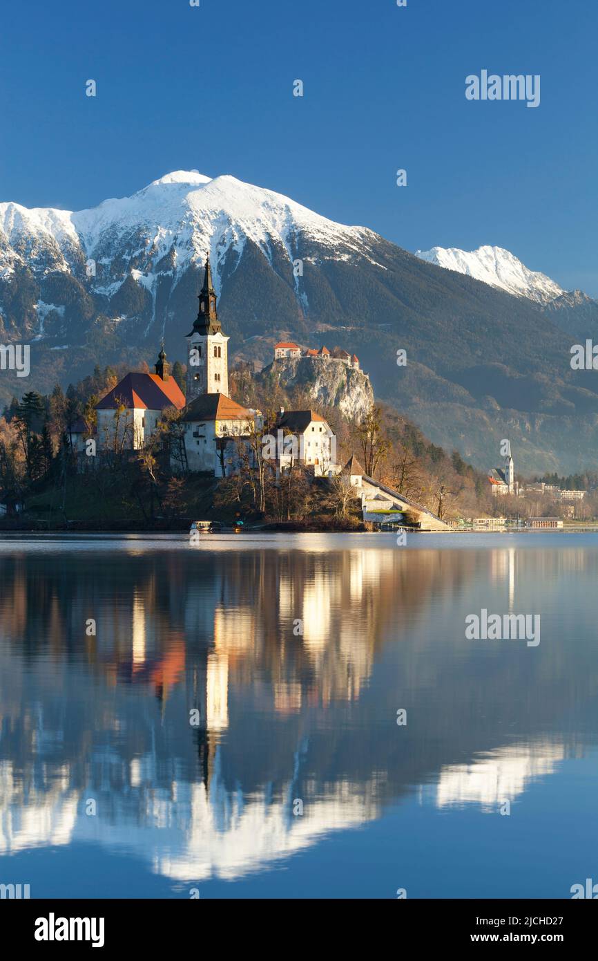 La Chiesa del pellegrinaggio dell'Assunzione di Maria sul Lago di Bled, Bled, Slovenia Foto Stock