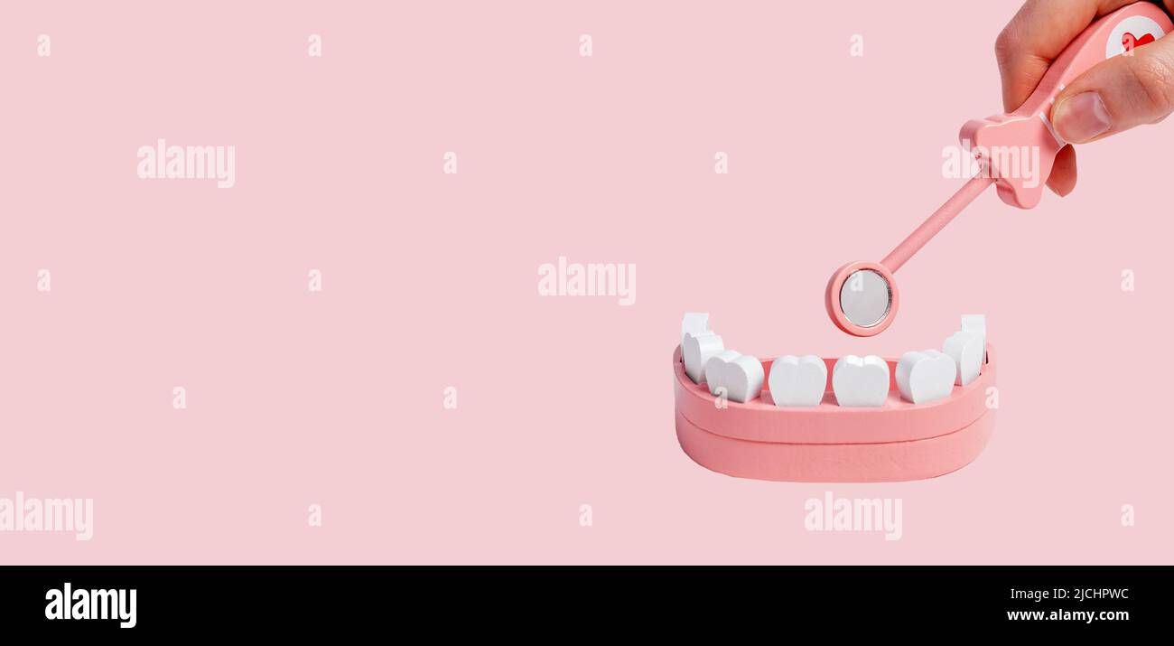 Banner pubblicitario con spazio di copia per clinica di stomatologia odontoiatrica. Foto di alta qualità Foto Stock