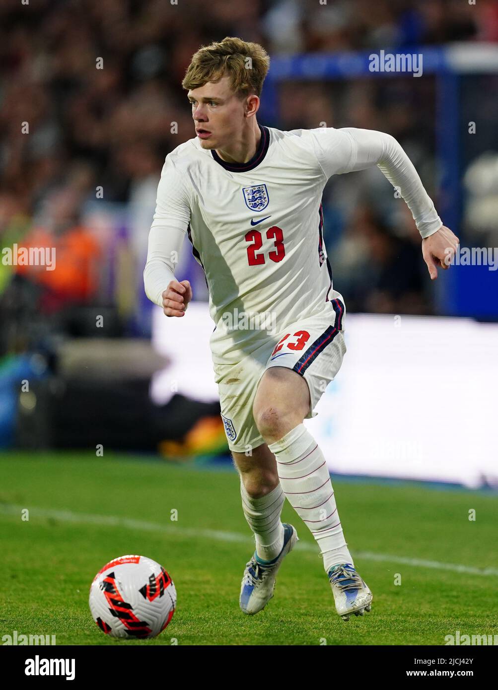 Keane Lewis-Potter in Inghilterra durante la partita di qualificazione del Campionato europeo UEFA U21 al John Smith's Stadium, Huddersfield. Data foto: Lunedì 13 giugno 2022. Foto Stock