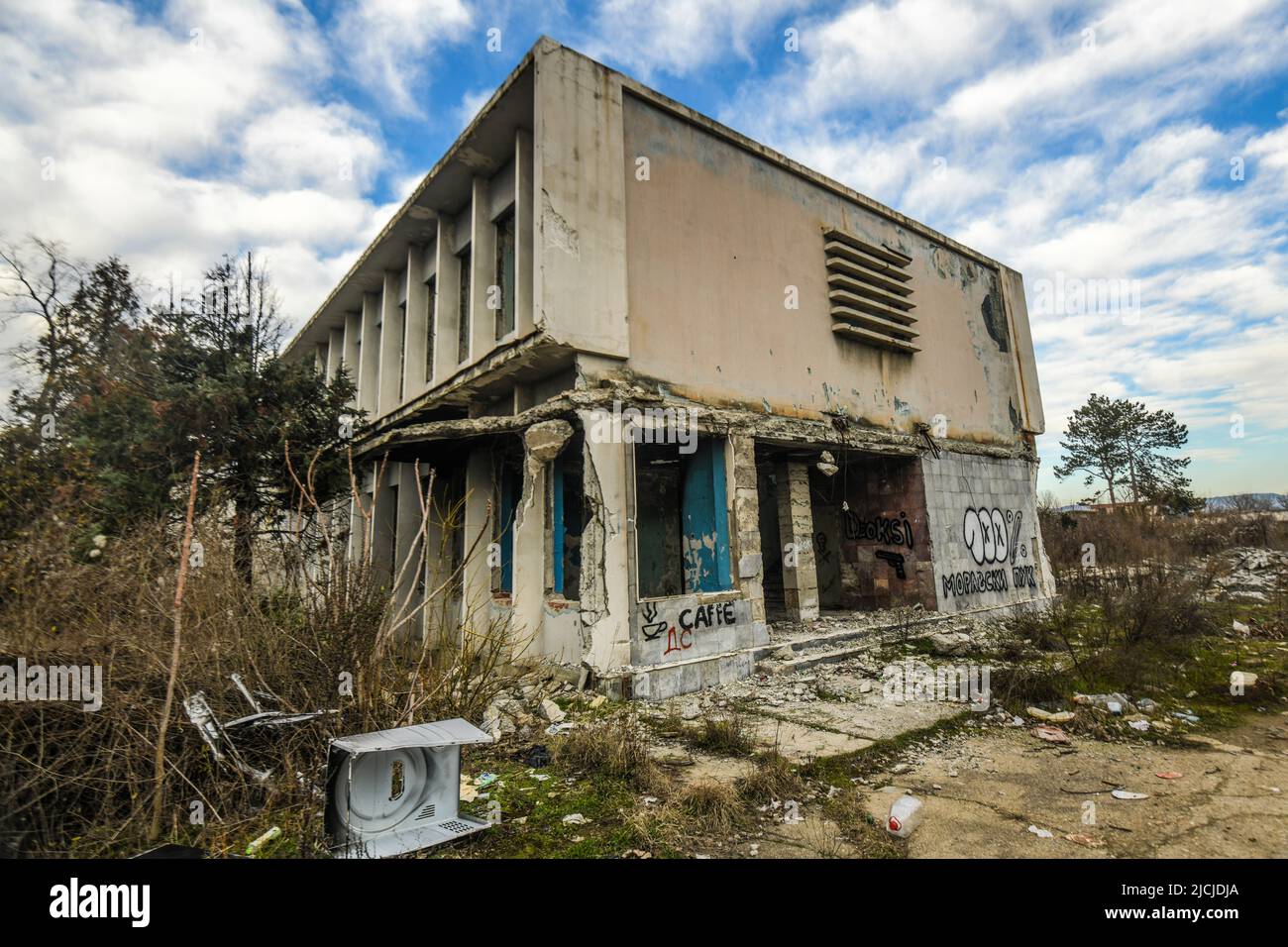 Magazzino industriale abbandonato. Cuprija, Serbia Foto Stock