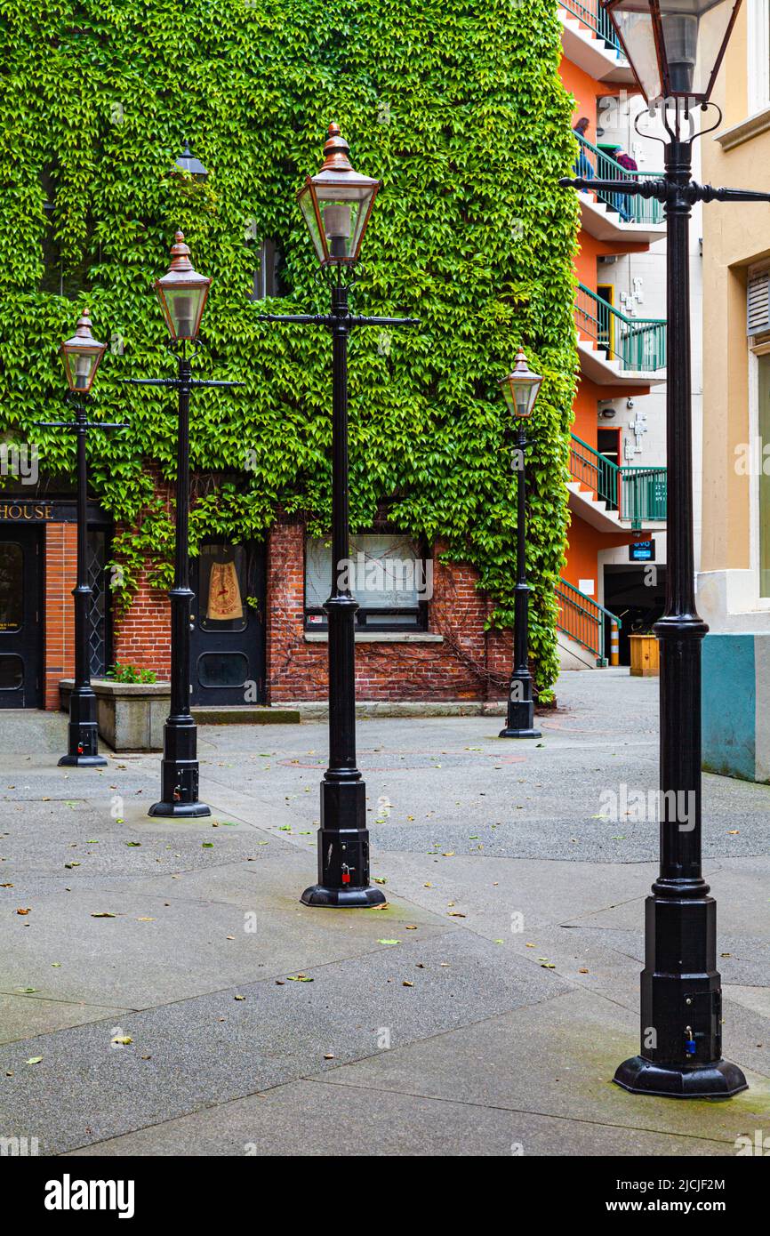 Architettura in mattoni rossi a Bastion Square in Victoria British Columbia Canada Foto Stock