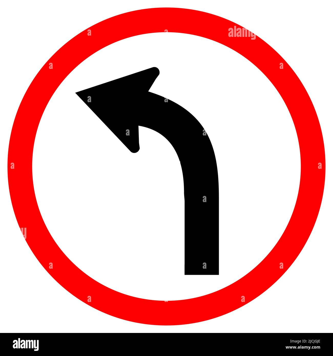 Curva sinistra strada di traffico segno isolare su sfondo bianco, illustrazione vettoriale EPS.10 Illustrazione Vettoriale