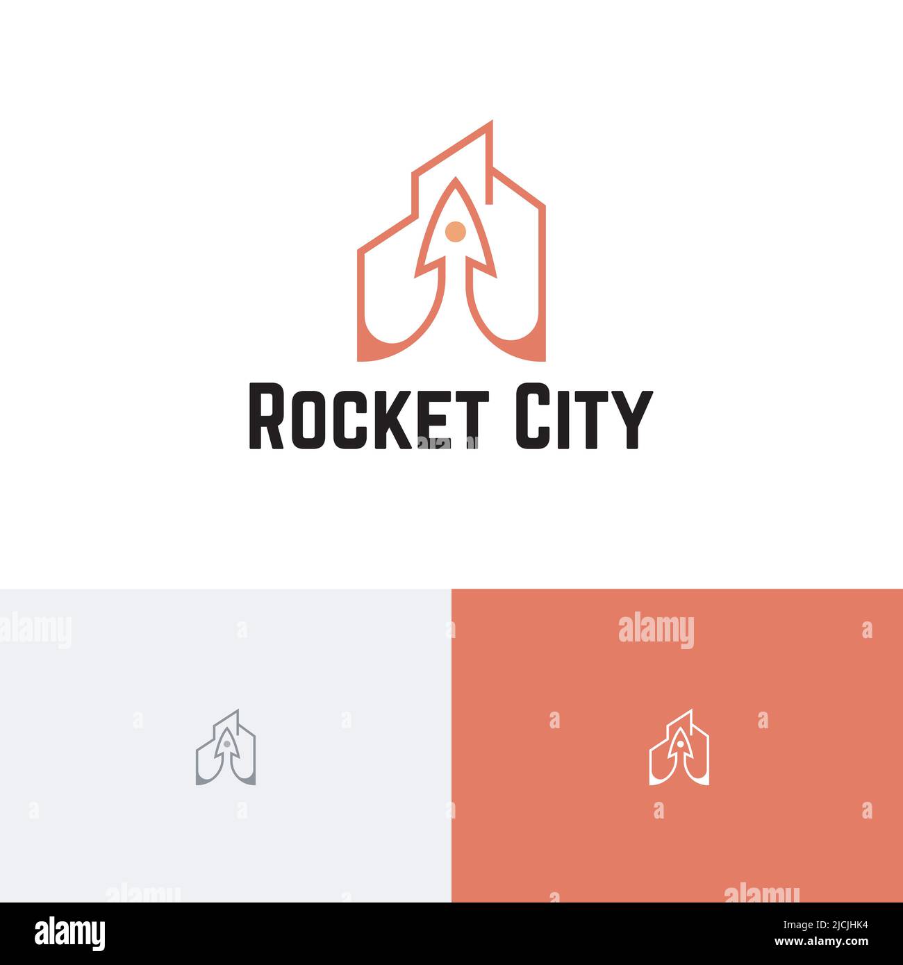 Rocket City Building lancio su Investment Business Logo Illustrazione Vettoriale