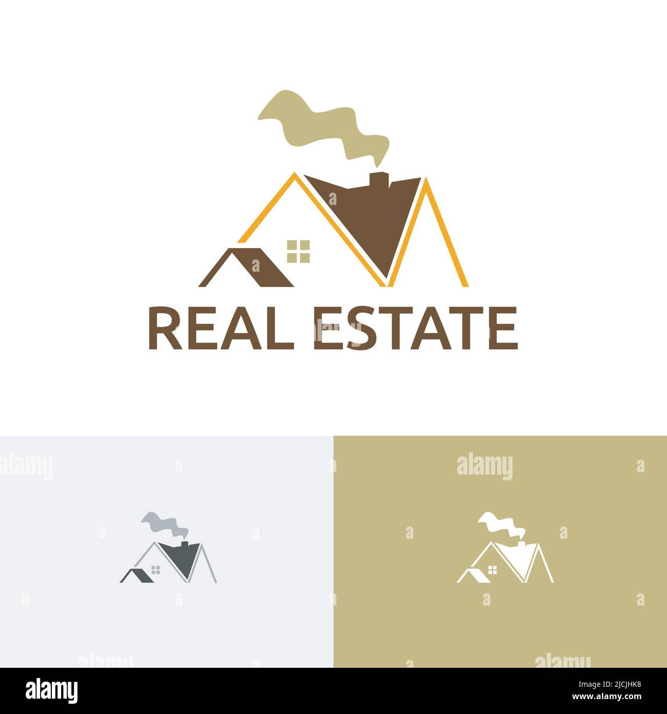 Smoke House Home Immobiliare Housing Residence Logo Illustrazione Vettoriale