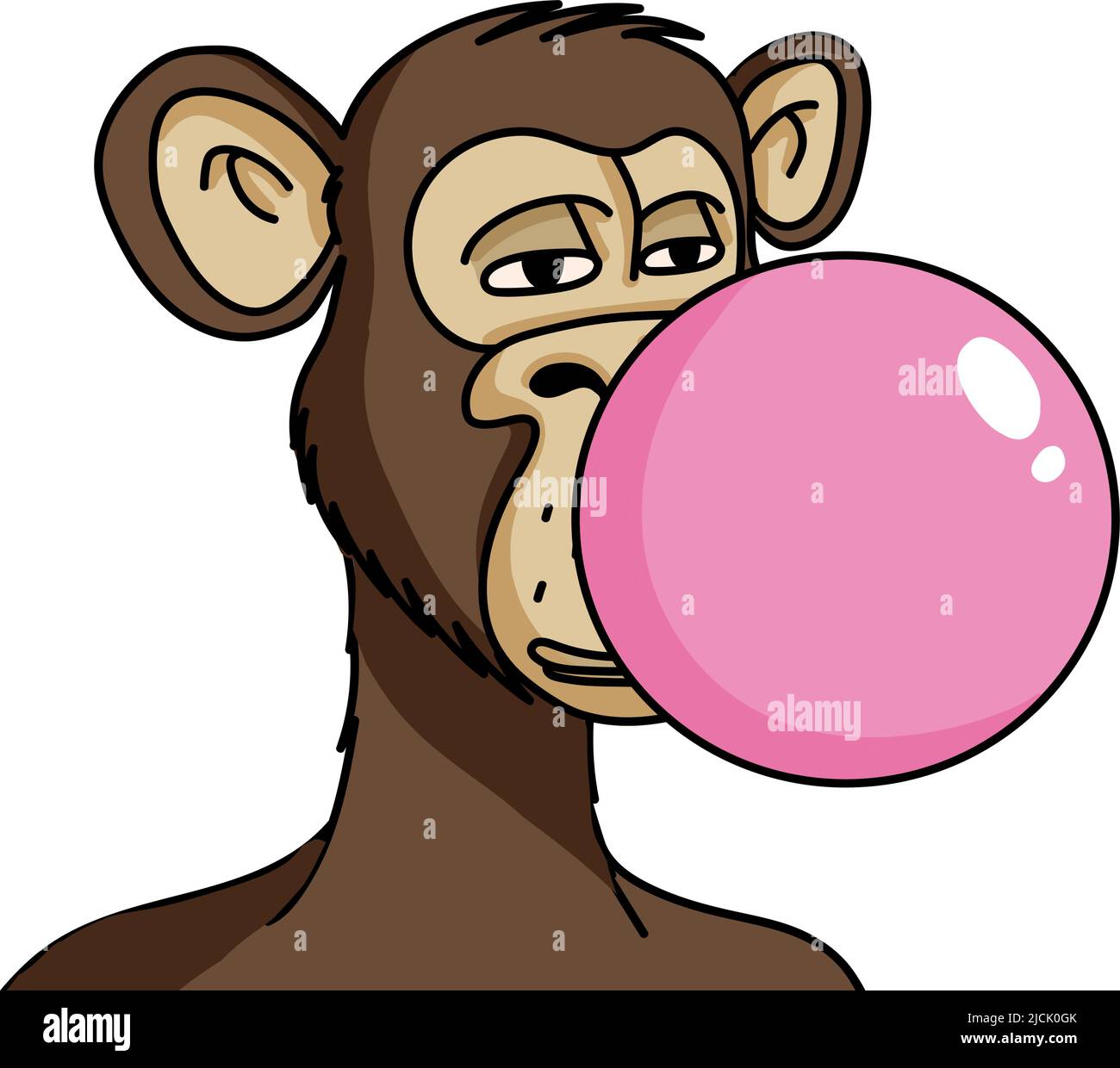 Annoiato ape NFT isolato su sfondo bianco. Illustrazione vettoriale di scimmia blockchain token non fungibile nello stile di schizzo Illustrazione Vettoriale