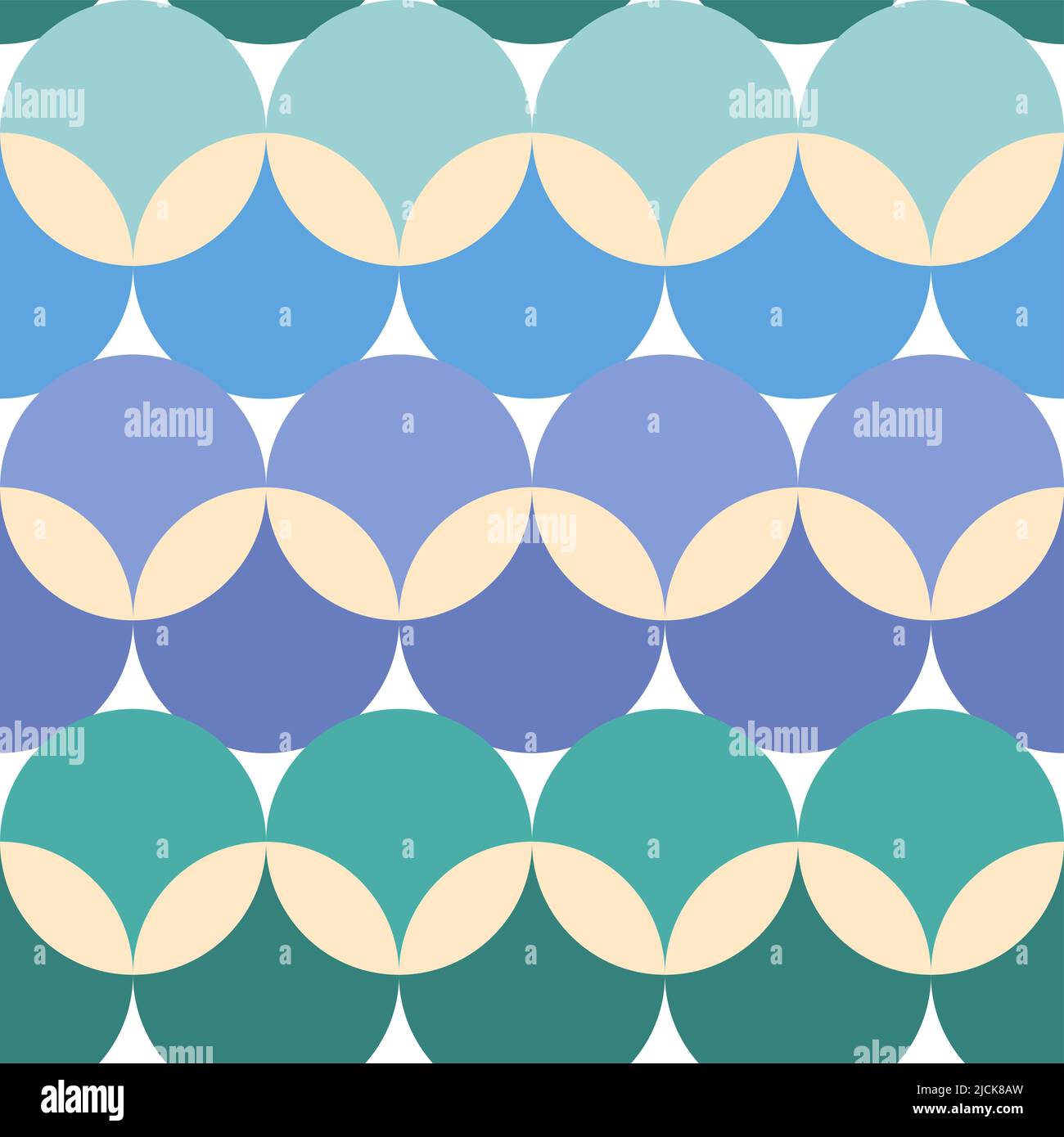 Motivo geometrico vettoriale senza cuciture in stile retrò - design tessile pop anni '60 e '70 in blu, verde e turchese Illustrazione Vettoriale