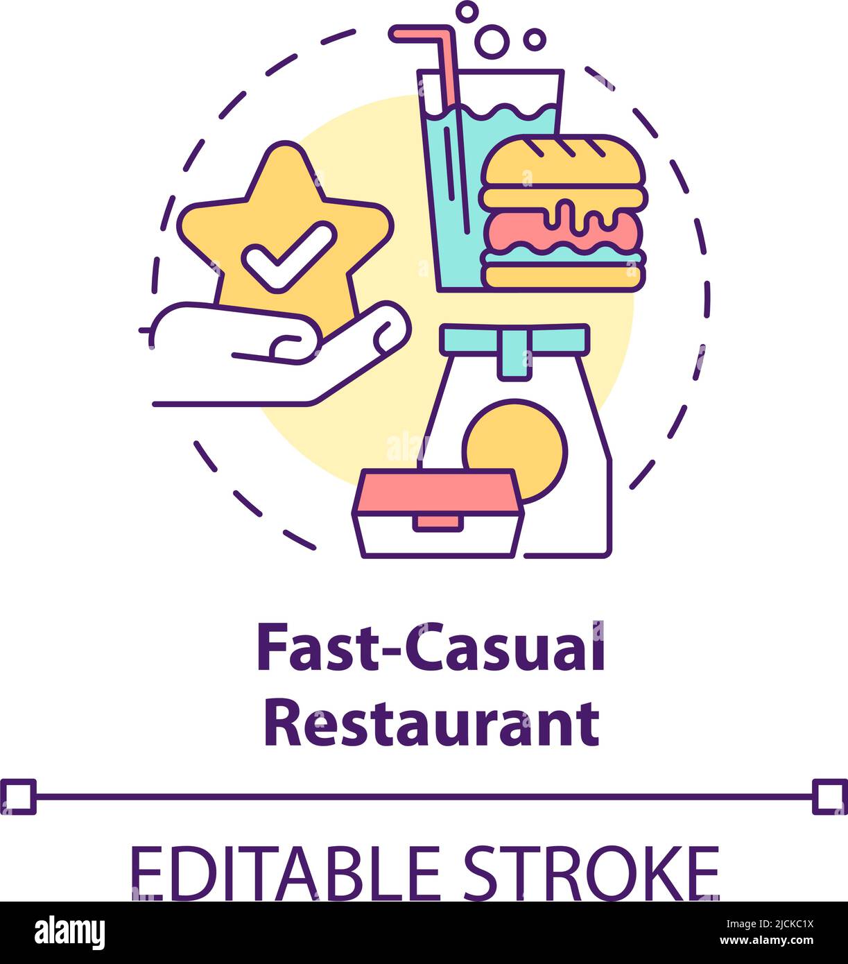 Icona di concetto di ristorante veloce-informale Illustrazione Vettoriale