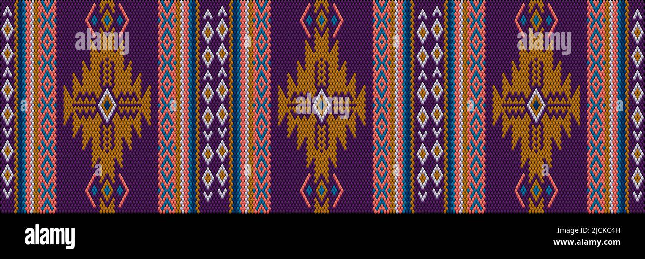 Ornamento, mosaico, etnico, modello folcloristico. È realizzato in colori luminosi, succosi e perfettamente coordinati. Illustrazione Vettoriale