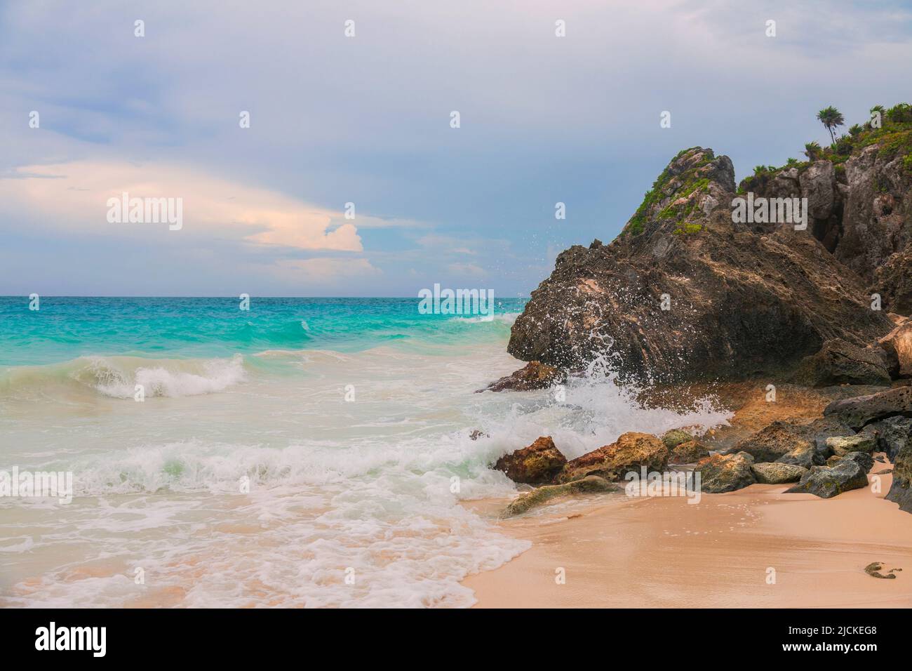 Azure Beach a Tulum, Messico Foto Stock