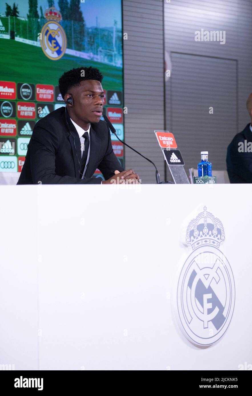 Madrid, Spagna. 20th maggio 2022. Presentazione di Aurelien Tchouameni come nuovo giocatore del Real Madrid presso la Real Madrid Sports City. 14 giugno 2022 Presentacion de Aurelien Tchouameni como nuevo jugador de Real Madrid en la Ciudad Deportiva del Real Madrid. 14 de Junio de 2022 900/Cordon Press Credit: CORDON PRESS/Alamy Live News Foto Stock