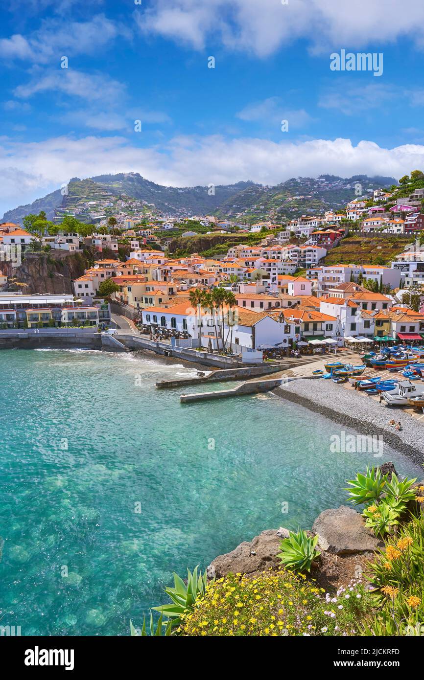 Villaggio di Pescatori Camara de Lobos, Isola di Madeira, Portogallo Foto Stock