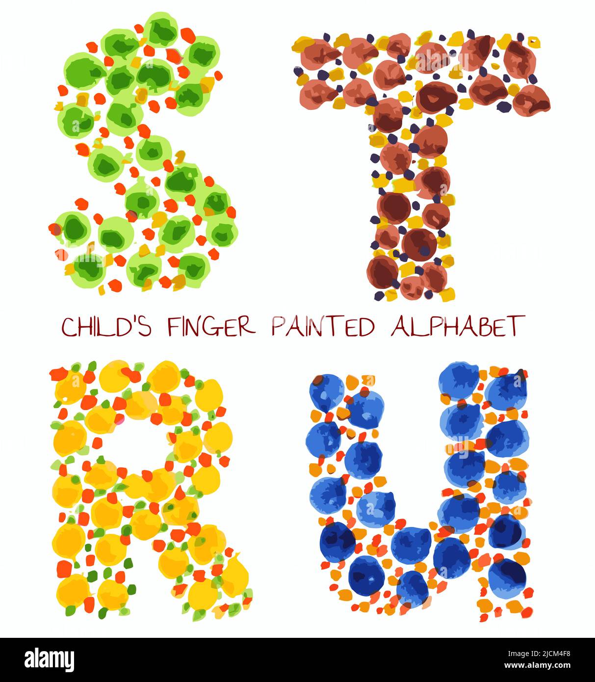 coloratissimo divertente paint lettere s, t, r, u Illustrazione Vettoriale