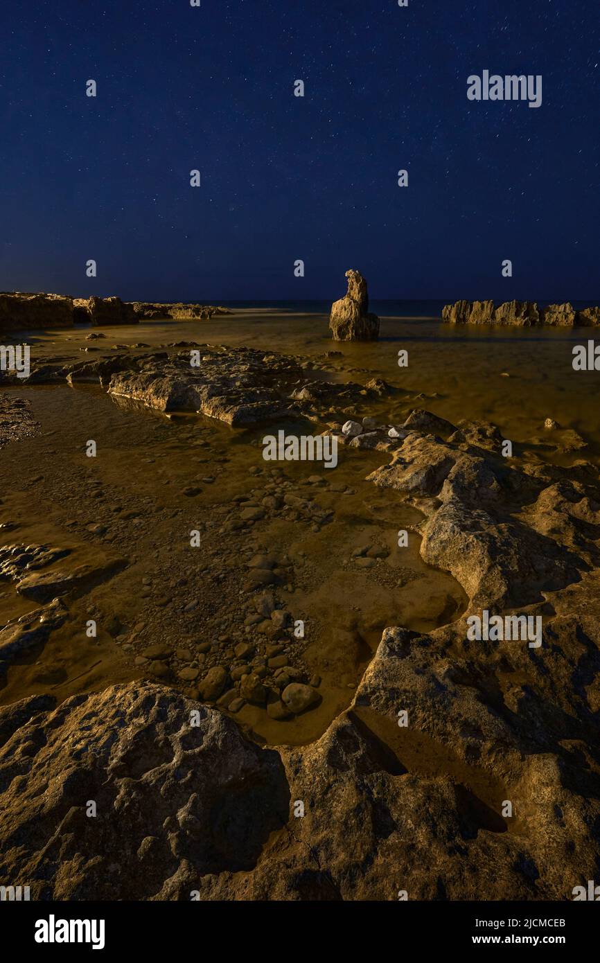 Les Rotes Cove di notte (Denia - Alicante - Spagna) Foto Stock