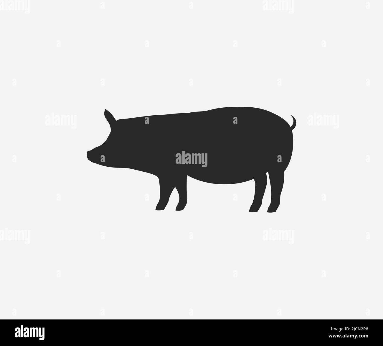 Silhouette di maiale vettoriale. Icona di silhouette di maiale disegno vettoriale isolato e illustrazione. Illustrazione Vettoriale