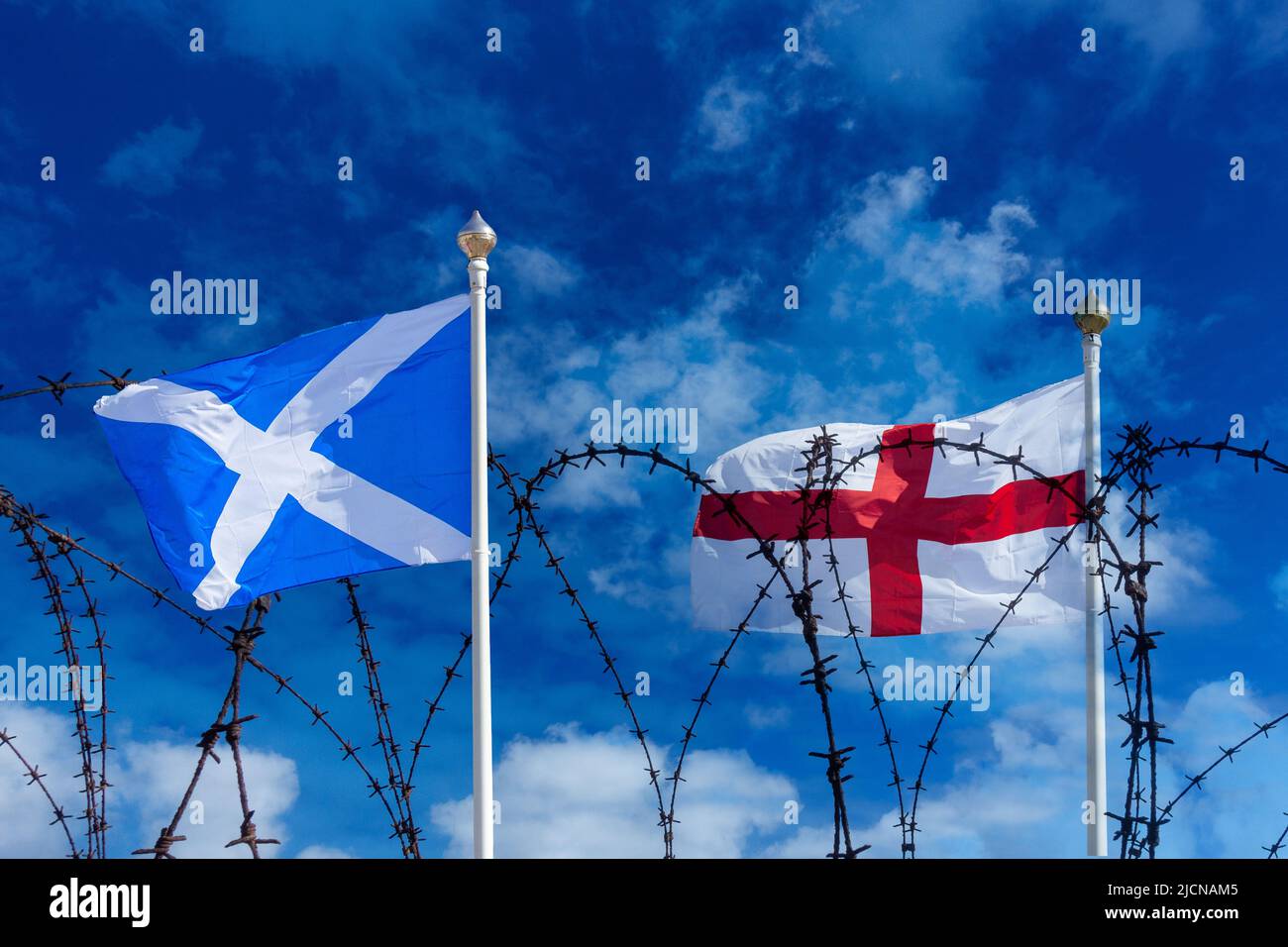 Indipendenza della Scozia, confine duro... immagine concettuale Foto Stock