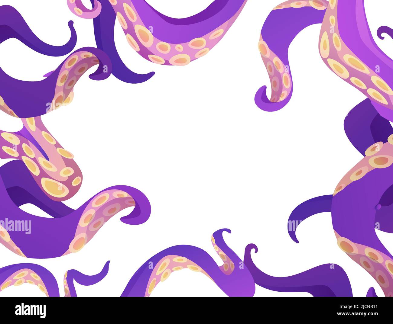 Polpo di tentacolo. Illustrazione del vettore cartoon su sfondo bianco Illustrazione Vettoriale