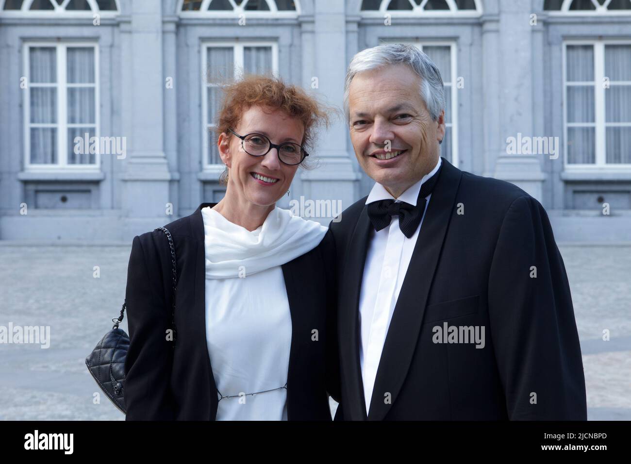 L'ex Ministro federale degli affari esteri Didier Reynders e la moglie Bernadette Prignon alla palla della duchessa di Richmond a Bruxelles, Belgio Foto Stock