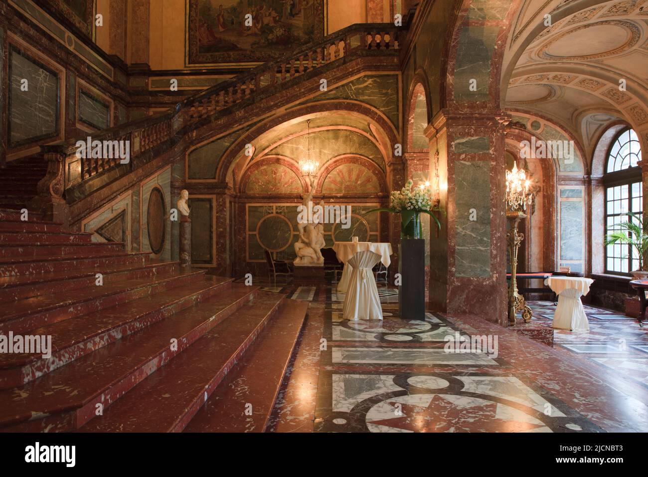 L'interno del Palazzo Egmont (attualmente Ministero degli Affari Esteri belga) durante la Duchessa di Richmond's Ball a Bruxelles, Belgio Foto Stock