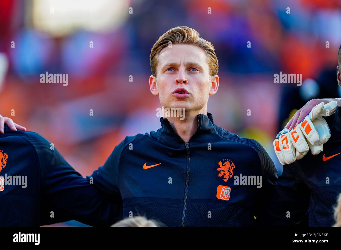 ROTTERDAM, PAESI BASSI - GIUGNO 14: Frenkie de Jong dei Paesi Bassi durante la partita della UEFA Nations League A Group 4 tra Paesi Bassi e Galles allo Stadion Feyenoord il 14 giugno 2022 a Rotterdam, Paesi Bassi (Foto di Geert van Erven/Orange Pictures) Foto Stock