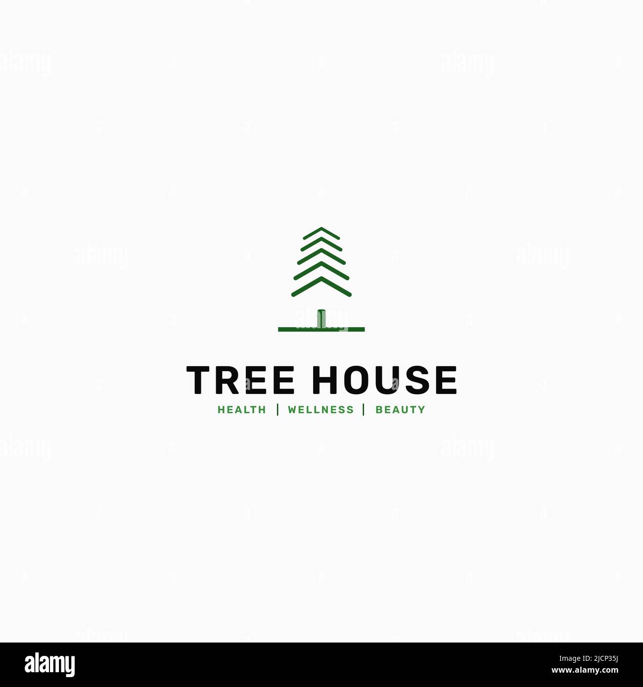 Green casa natura logo.Green albero casa. Casa verde sana. Illustrazione vettoriale del verde. Illustrazione Vettoriale
