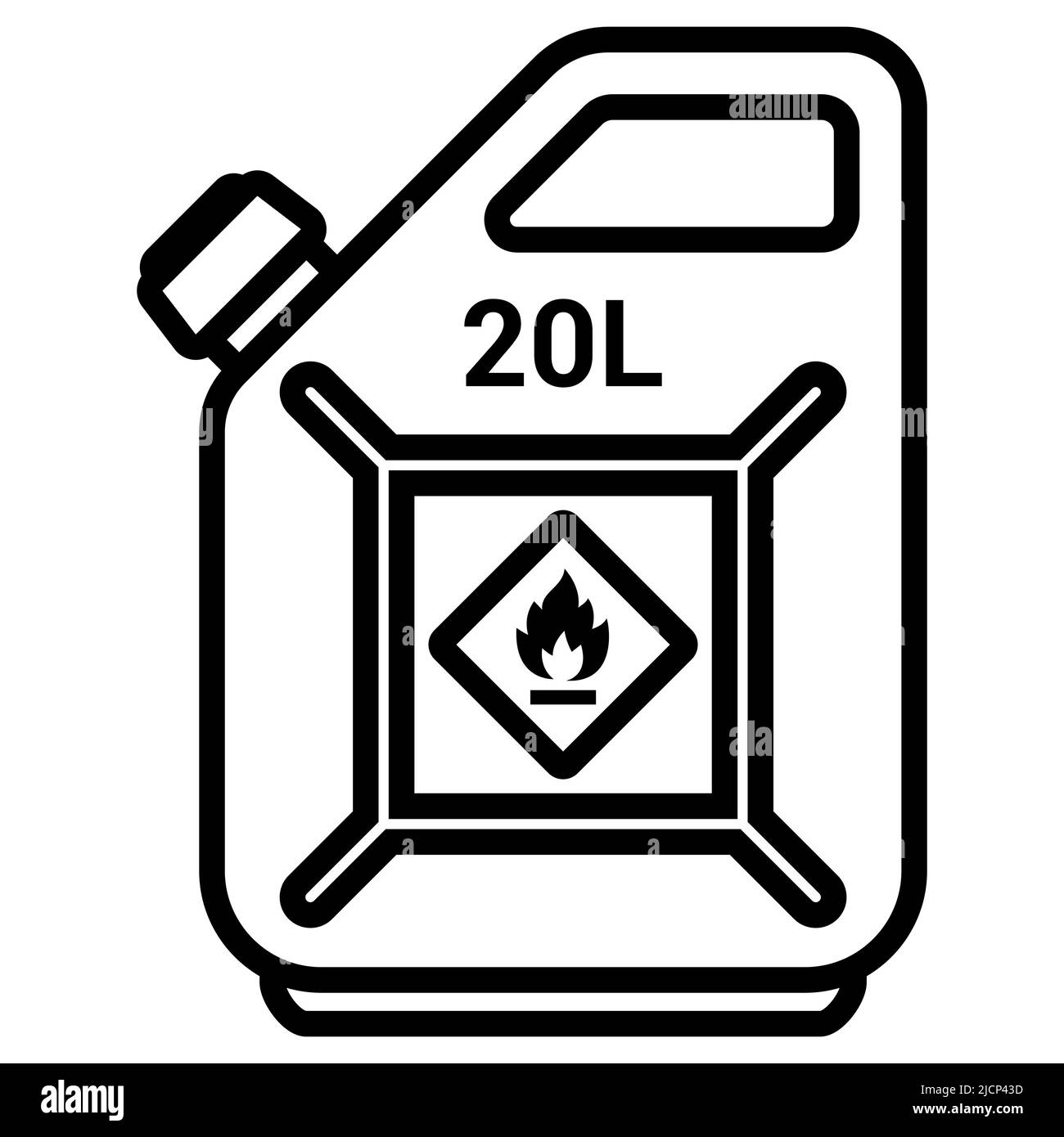 icona nera di un tanica di ferro con benzina per un'automobile. illustrazione vettoriale piatta. Illustrazione Vettoriale