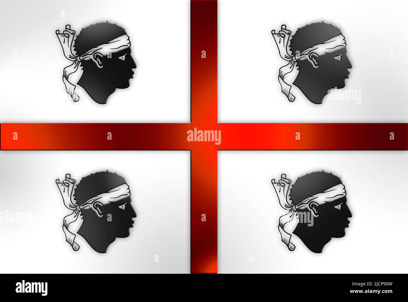 Bandiera della Sardegna, regione italiana, illustrazione grafica Foto Stock