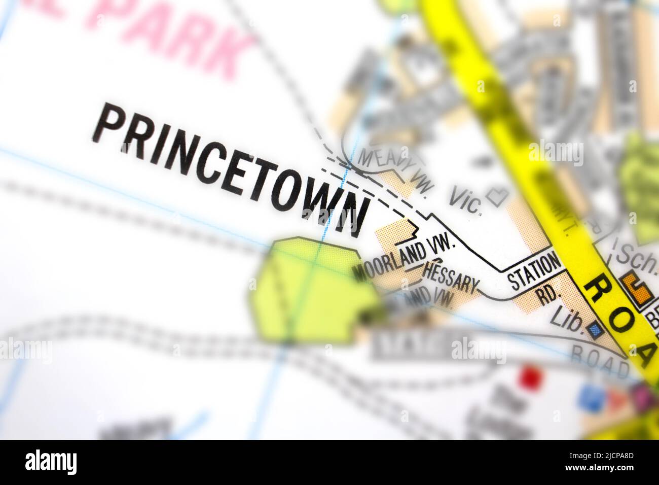 Princetown Village - Devon, Regno Unito colore atlas mappa pianta della città e nome Foto Stock