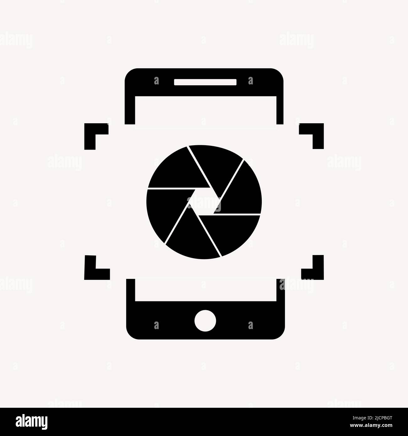 Icona vettore linea della fotocamera dello smartphone. Simbolo della foto. Icone di silhouette per lenti del telefono per il web design. Tablet che fotografa un'icona piatta per il design dell'app. Illustrazione Vettoriale