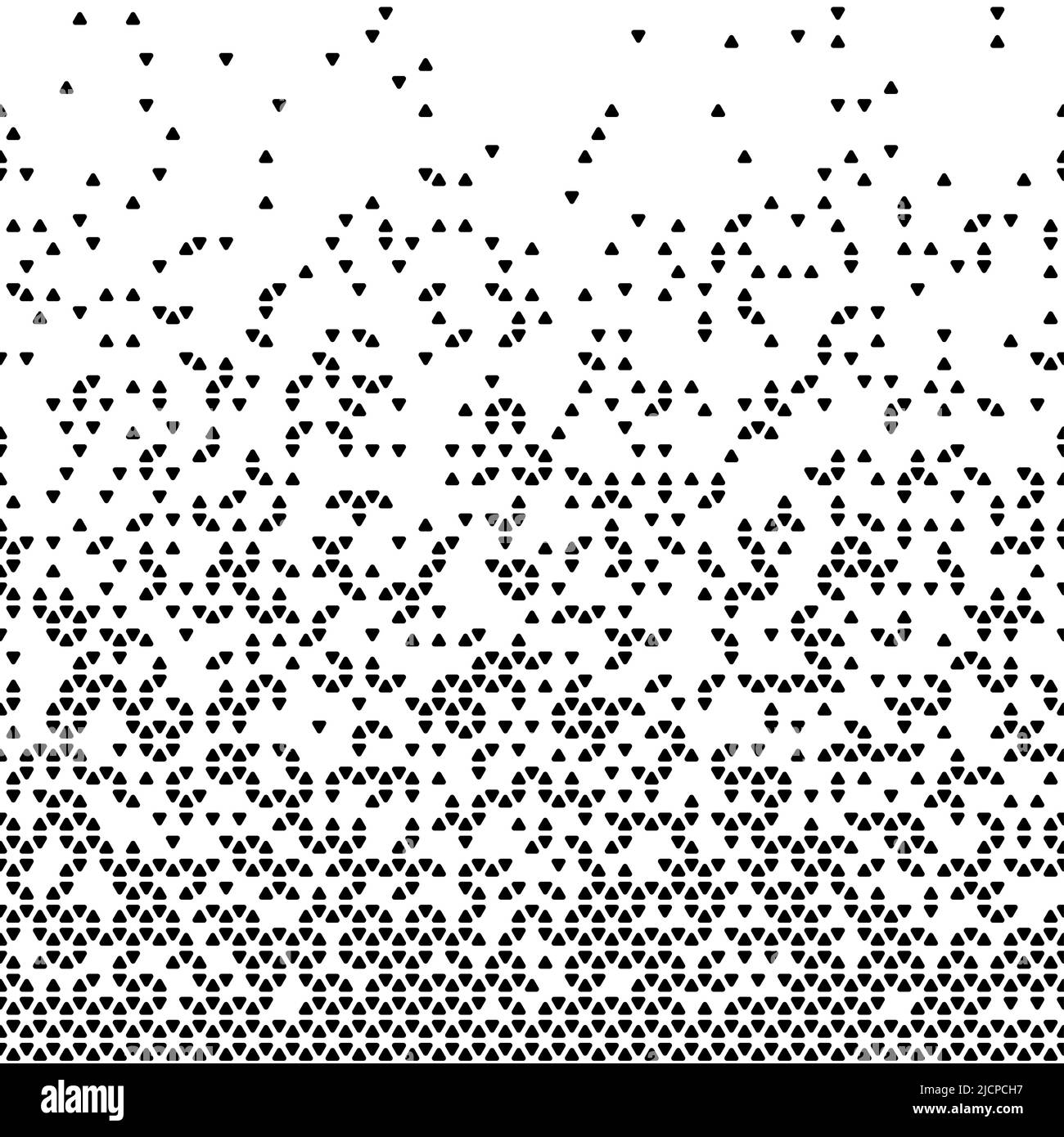 Motivo geometrico di triangoli neri con angoli arrotondati su sfondo bianco.senza giunture in una direzione.opzione con dissolvenza media. Illustrazione Vettoriale