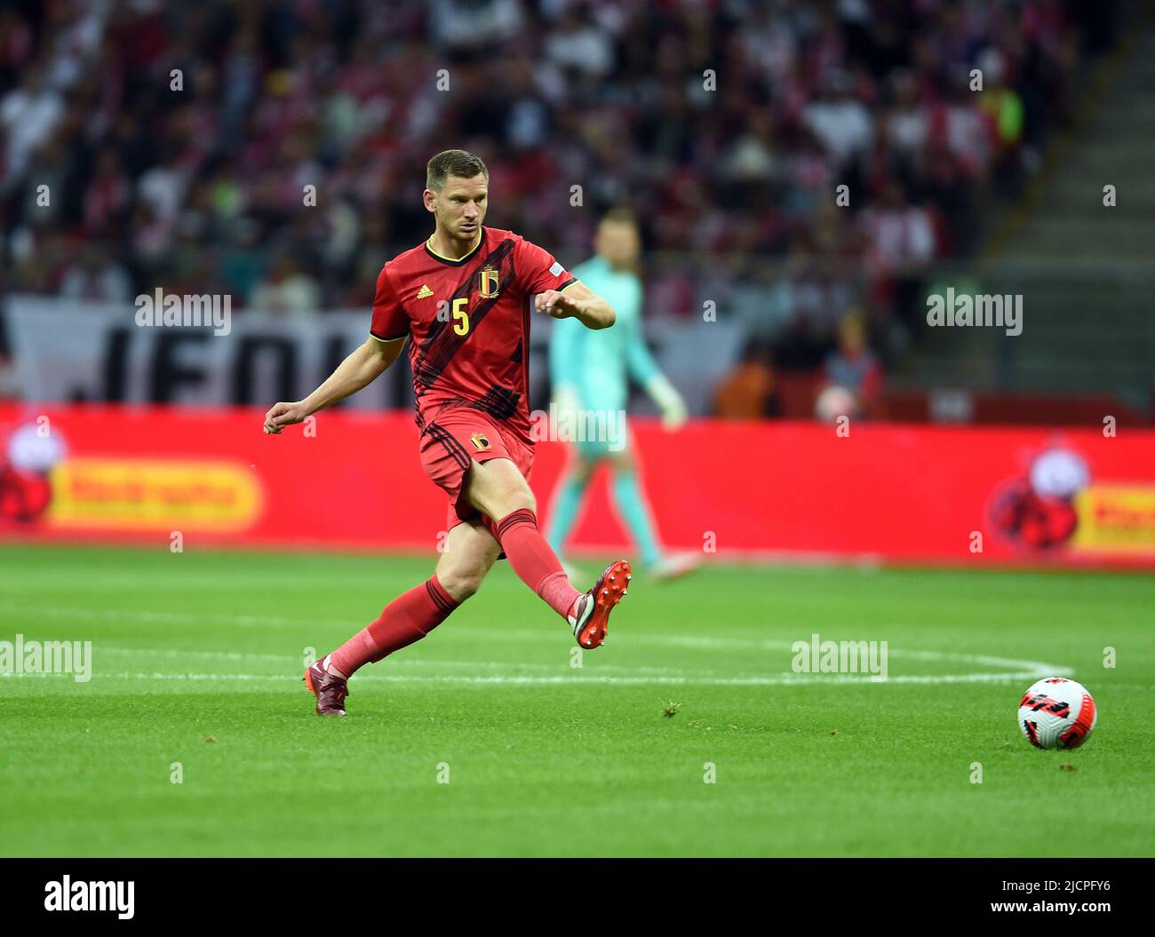 VARSAVIA, POLONIA - 14 GIUGNO 2022: UEFA Nations League 2023 Polonia - Belgio gioco o/p: Jan Vertonghen (Belgio) Foto Stock